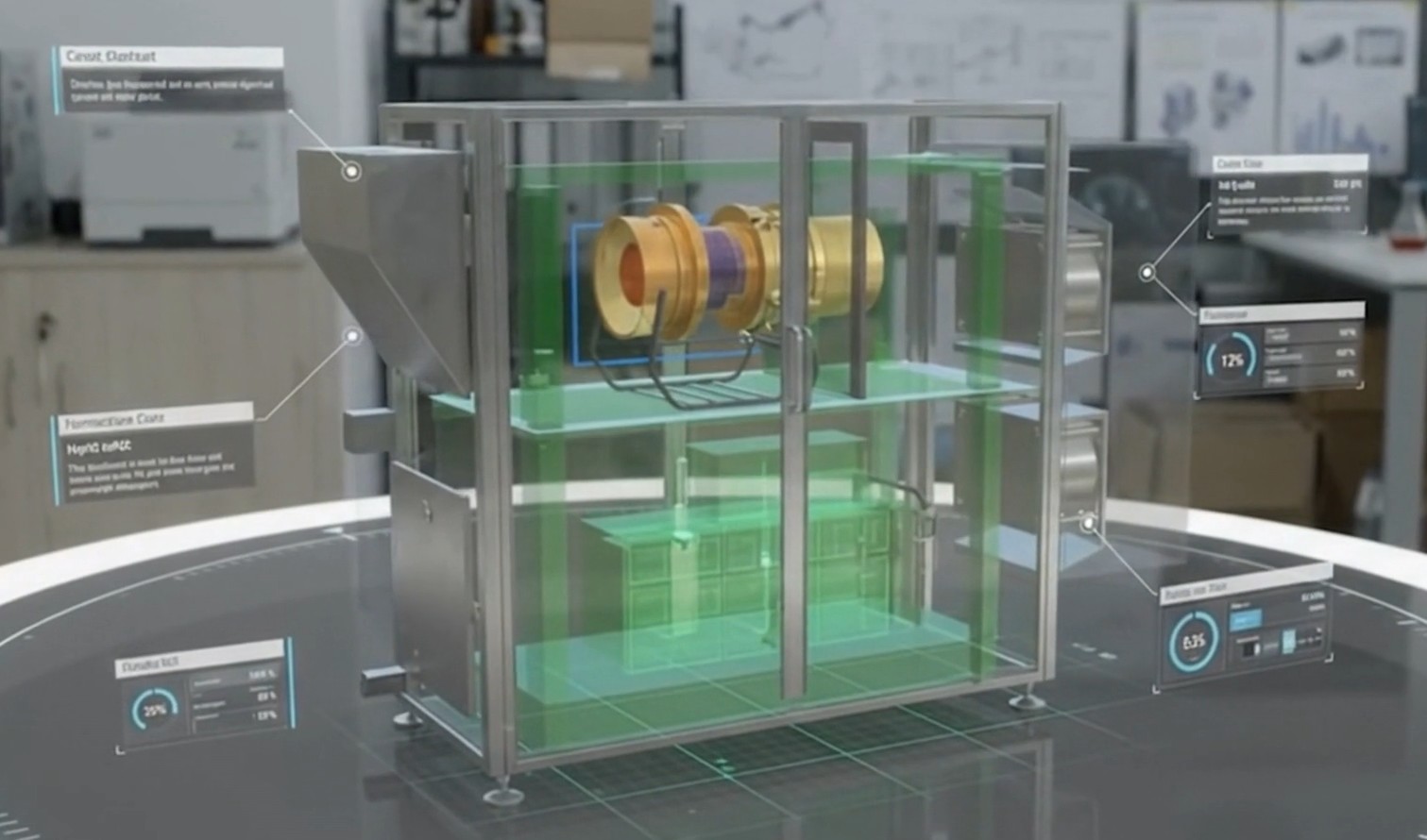 3D digital twin of a plant floor with live sensor overlays